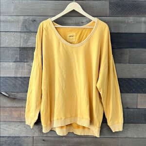 Aerie Women's Scoop Neck Long Sleeve Sweatshirt in Mustard Yellow